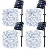 JMEXSUSS 2 Pack Solar String Lights Outdoor Total 66FT 200LED Fairy Lights | Outdoor Waterproof, 8 Modes Solar Christmas Lights for Outside Garden Tree Patio Yard Wedding Christmas Decorations, White
