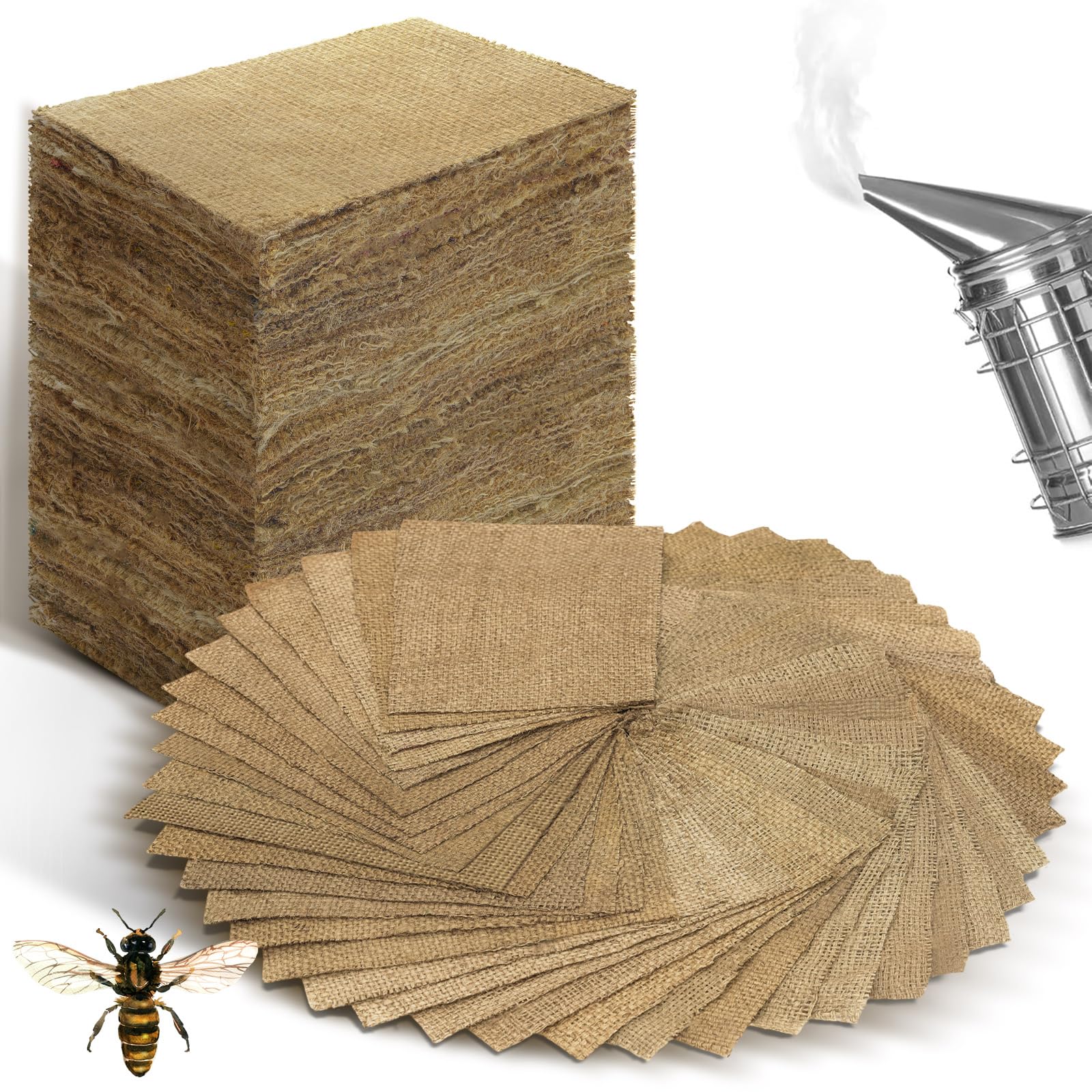 Photo 1 of Hahafelt 4.2 Pound Burlap Bee Smoker Fuel Pellets Jute Burlap Smoker Fuel for Beekeeping Easy to Light with Match or Lighter Long Continuous Burn