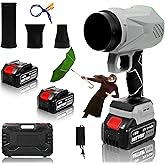 Leaf Blower Cordless, Lightweight Electric Handheld Leaf Blower with 3 Extension Tubes & 2×4.0Ah Batteries, Adjustable Speed, Electric Blower for Lawn Care, Leaves, Dust Cleaning