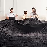 Oversized King Fleece Blanket 120x120 Inches, Seamless Soft Cozy 3D Jacquard Flannel Blanket 10'x10' Extra Large for Bed, Sofa, Couch, Travel & Camping, California King Throw, Black Leaf