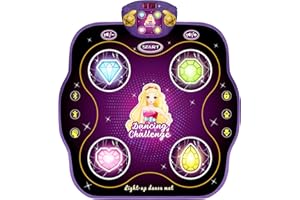KIZJORYA Dance Mat for Kids, Electronic Dance Mat with Wireless Bluetooth for Children Ages 3-12, Light Up Dance Game Music Pad with 9 Levels, Birthday Gifts Toys for 4-8 8-12 Years Old Girls