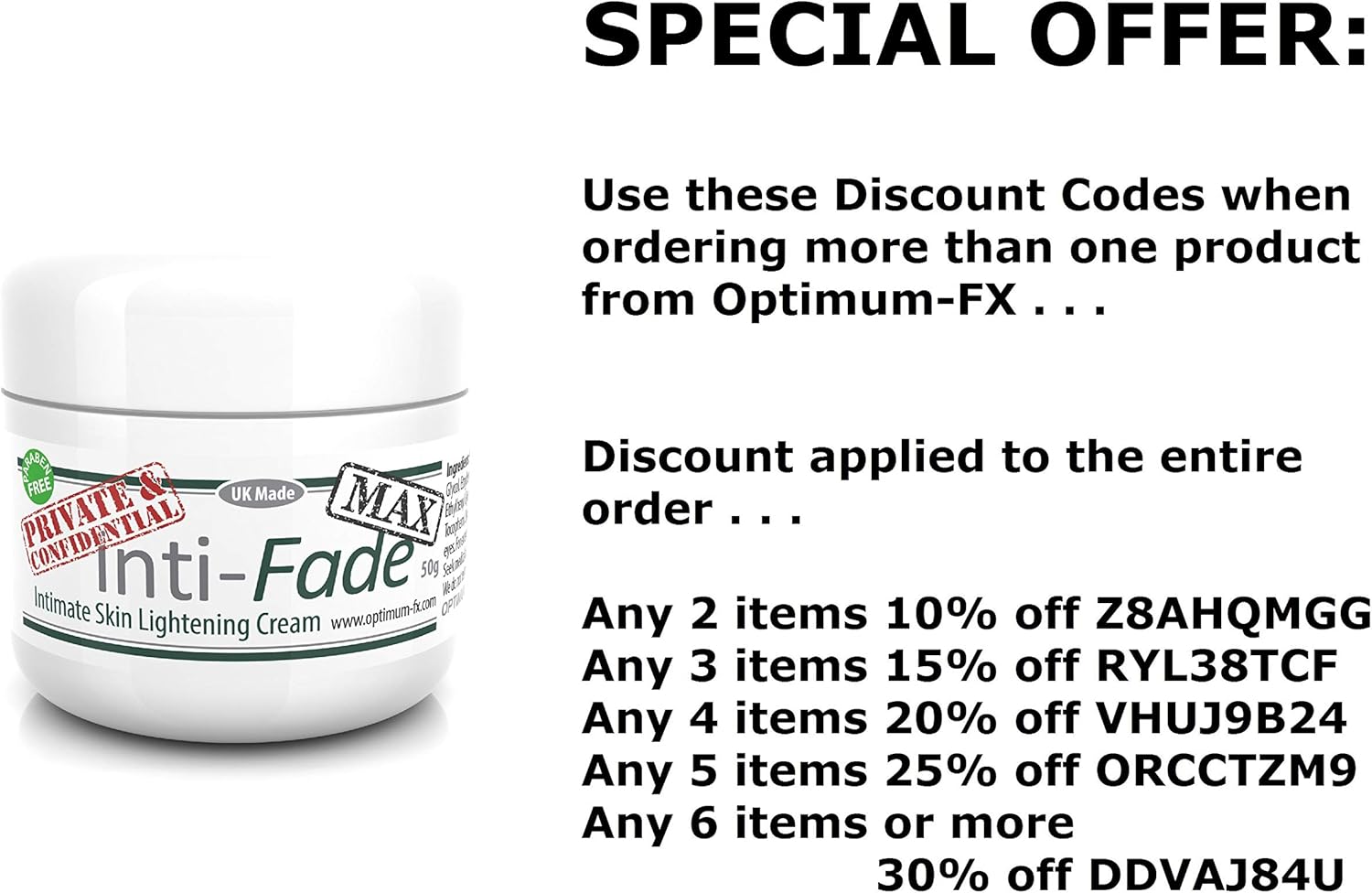 IntiFade MAX DOUBLE STRENGTH Intimate Skin Lightening Cream UK Made