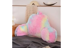 Btargot Extra Large Reading Pillow Bed Wedge Large Adult Backrest Lounge Cushion with Arms | Back Support for Sitting Up in Bed Multi Pink