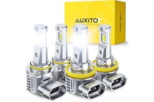 AUXITO 9005 H11 LED Bulbs, 900% Brighter HB3 H8 Light Bulbs, Plug N Play, 20 Years Long Lifespan, No Flicker, 99% Compatibility, 4PCS