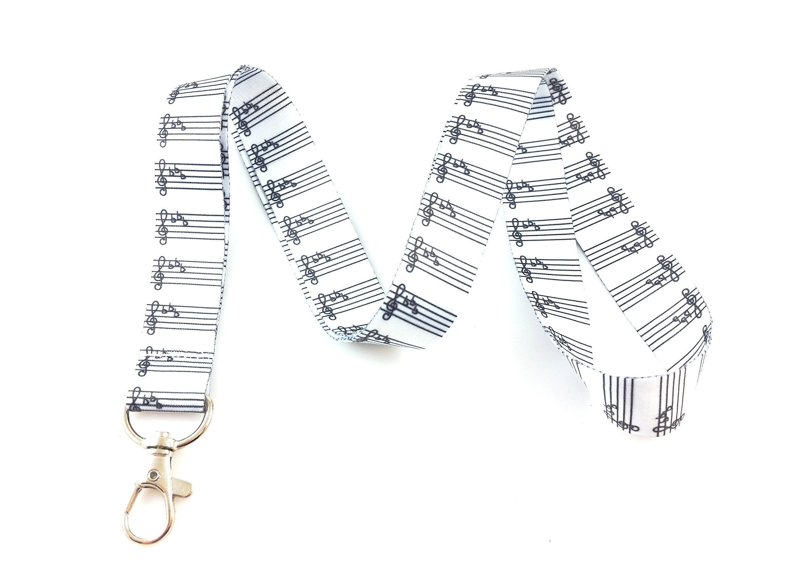 Music Themed Lanyard Key Chain Id Badge Holder (Sheet Music)