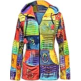 Shopoholic Fashion Slashed Patchwork Hippie Hoodie Jacket for Women, Tie Dye Lightweight Long Zip Up Sweater Cardigan