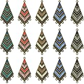 KitBeads 30pcs Enamel Bohemian Charms Vintage Boho Connectors Antique Bronze Ethnic Chandelier Charms for Jewelry Making Earring Bulk