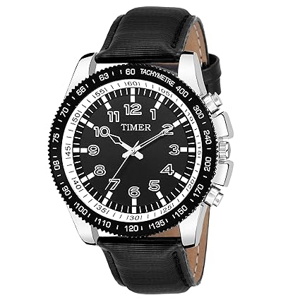 Timer Fashionable Black Dial Chronograph Analog Wrist Watch for Men & Boys