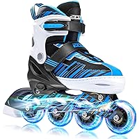 ECOO Adjustable Inline Skates Boys and Girls with Light up Wheels,Roller Blades for Kids Ages 4-12, Women Rollerblades for Be