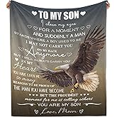 Son Gifts from Mom Throw Blanket, Birthday Gift for Adult Son, Wedding Gifts for Grown Sons Graduation Gift Ideas, to My Sons Blanket from Mom Soft Flannel 50" x 60"