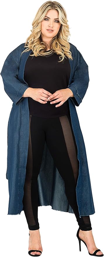 plus size denim duster jacket