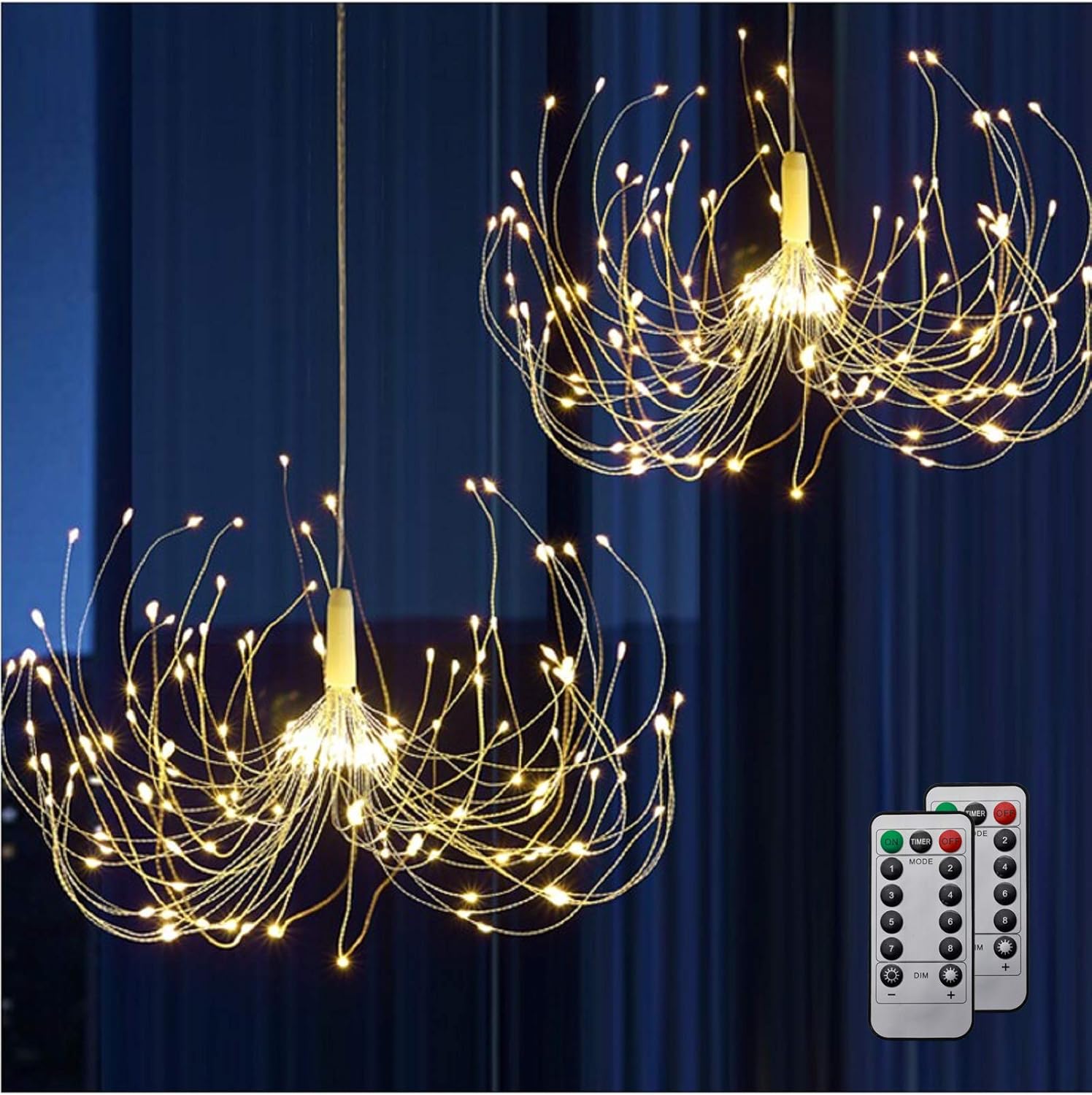 HEJOR Battery Chandelier 2 Pack, Firework Lights Starburst Light 180 LEDs | Battery Operated Fairy Light | Hanging Decorative Lights for Party Garden Patio Bedroom,DIY Indoor/Outdoor Using
