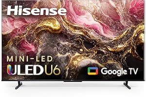 Hisense 55-Inch Class U6 Series Mini-LED ULED 4K UHD Google Smart TV (55U6K) - QLED, Full Array Local Dimming, Dolby Vision IQ，HDR 10+, VRR Game Mode Plus, 240 Motion Rate, Alexa Compatibility
