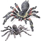 SIENON 2Pcs Realistic Wolf Spider Animal Toys | Lifelike Whiteknee Tarantula Insect Figure Model for Kids Education Halloween Pranks Props Cake Decorations Party Favors