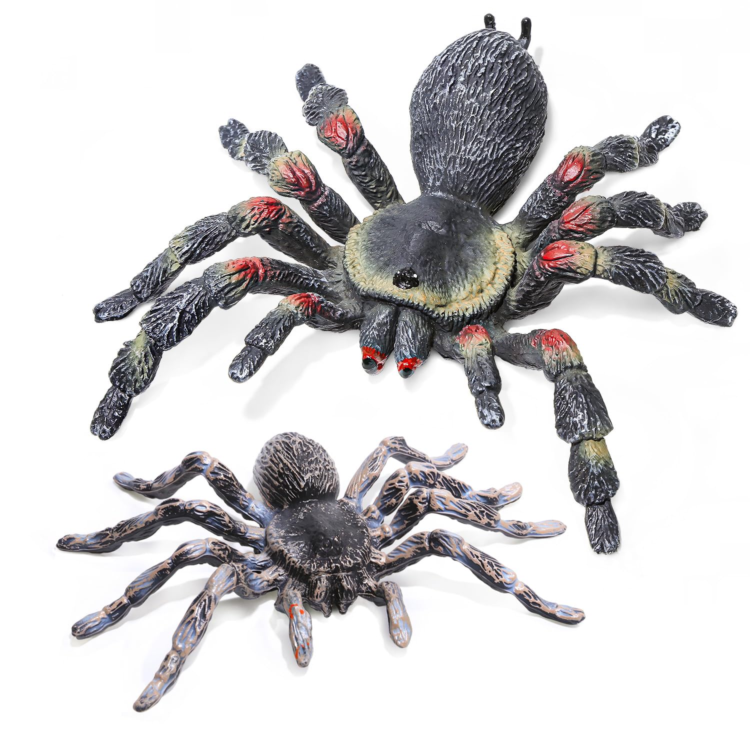 SIENON 2Pcs Realistic Spider Animal Figures, Giant Lifelike Insect Toys Spider Action Model Figurines Whiteknee Tarantula Halloween Prank Props (Spiders) — image 1