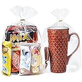 QOIUSO 50Pcs Bottom Gusset Cellophane Bags: 9x12 Inches Clear Gift Bags with Twist Ties for Candy Treat Goodies Mug Party Favors and Gift Wrapping - Durable Plastic Cellophane Gift Wrap