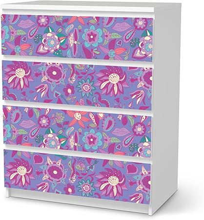 Furniture Decal For Ikea Malm 4 Drawers Design Sticker Purple