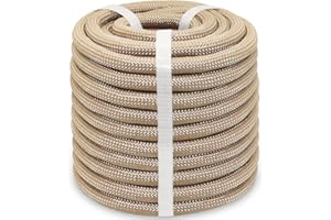 BONSINY Brown Braided Polyester Rope 1/2 Inch x 100 Feet Strong Outdoor Rope - Heavy Duty Rope for Swing Pulling Sailing Tree Felling Camping
