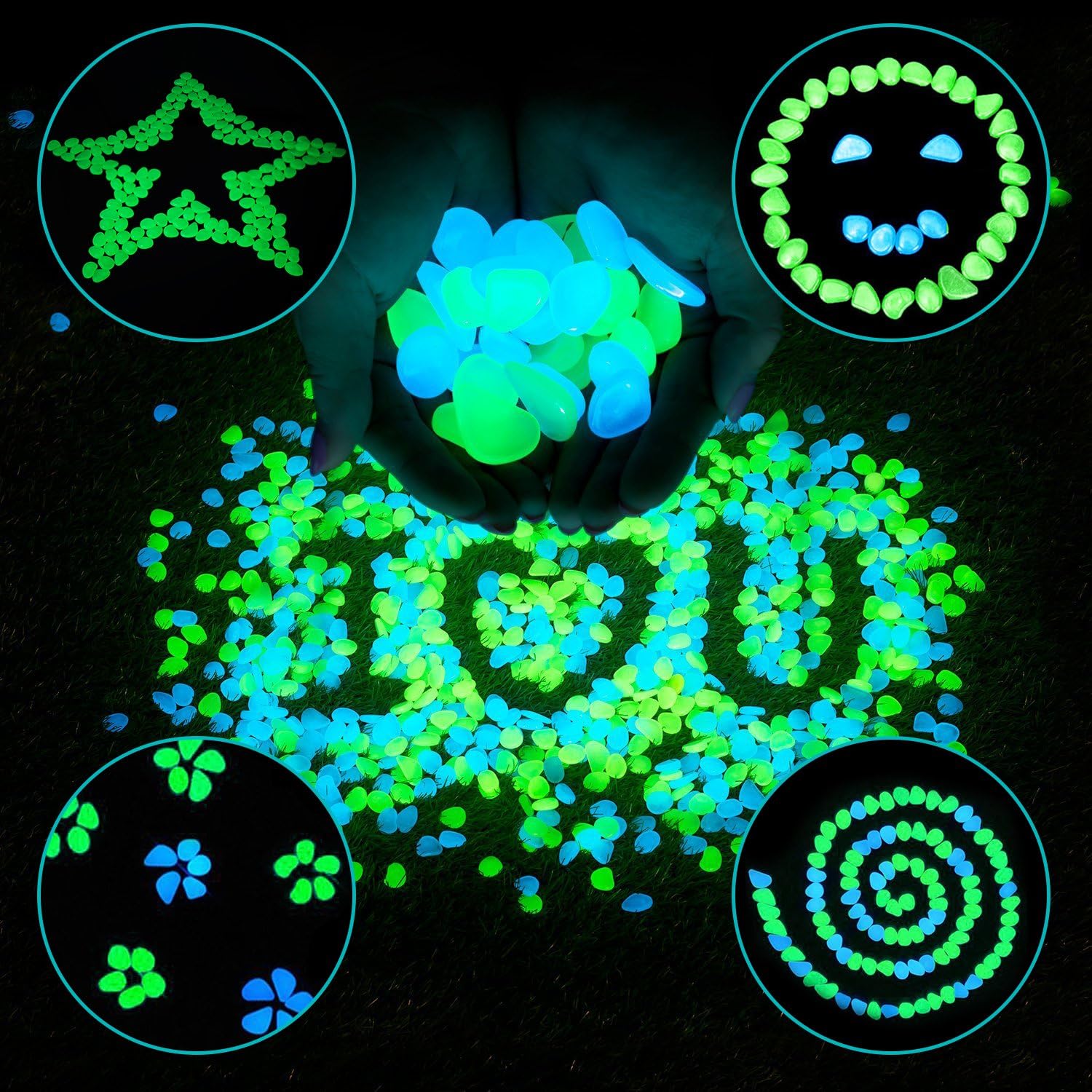 SUNNEST Glow in The Dark Garden Rocks, Decor Pebbles Stones for Indoor and Outdoor, DIY Decorative Luminous Stones for Yards Lawns Walkways Garden Driveway Plants and Aquarium : Garden & Outdoor