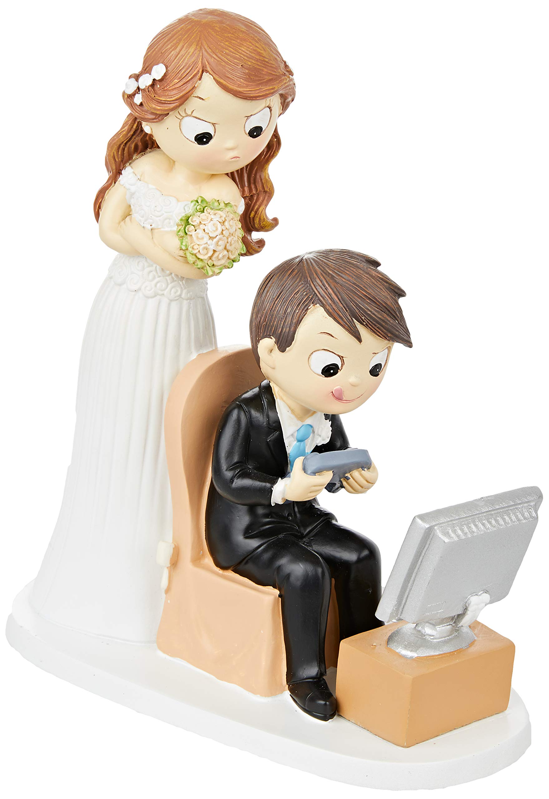 Mopec Figurine Groom and Video Games, Polyresin, White, 8.5 x 18.5 x 21 cm