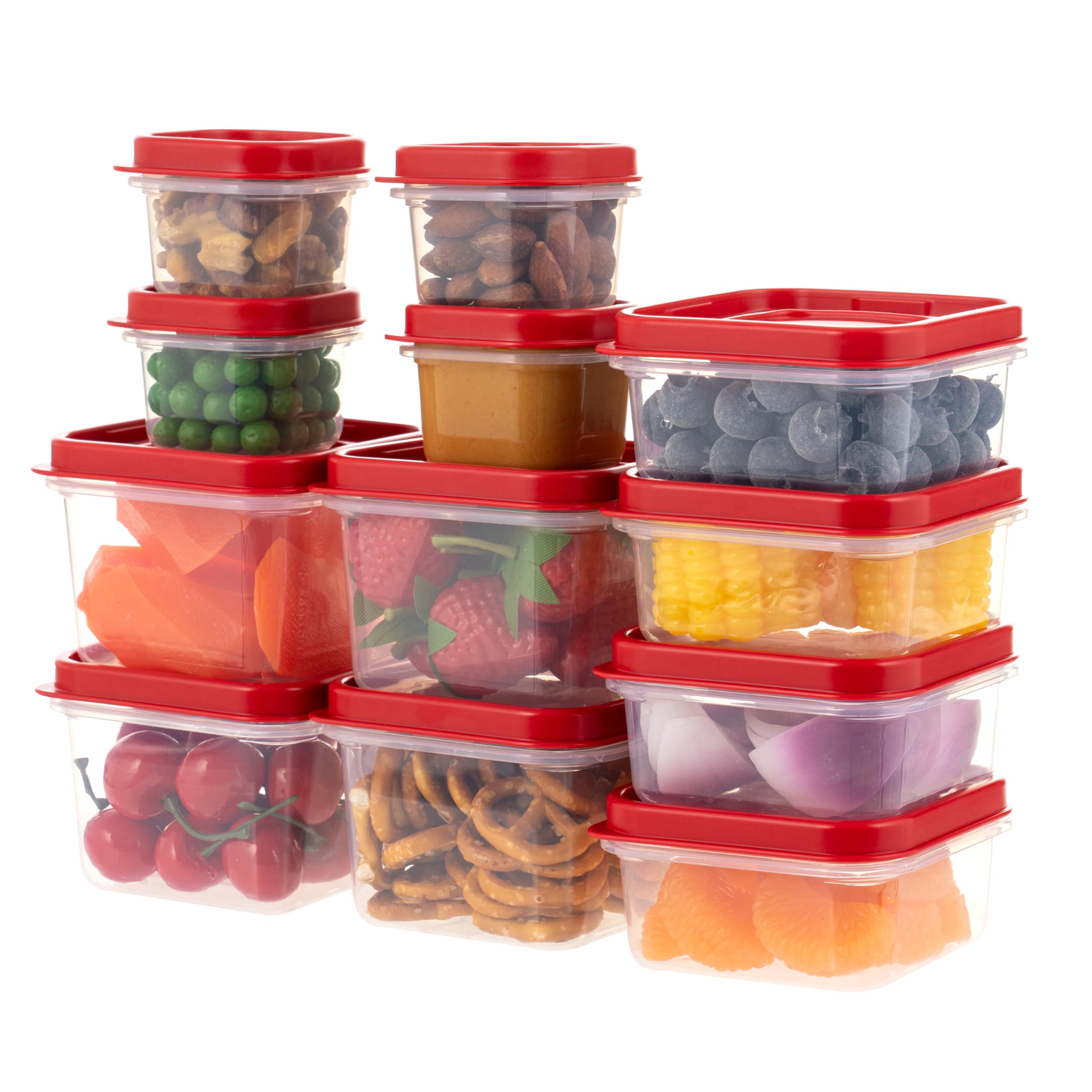 Photo 1 of **MISSING PARTS UNKNOWN**
IRIS USA Plastic Food Storage Containers, 24 PC, 12/8/3 Oz Combo Set, 12 Small Containers With Lids, For Sides Snack Fruit Dips Condiments, Microwave Dishwasher Freezer Safe, BPA Free, Clear/Red