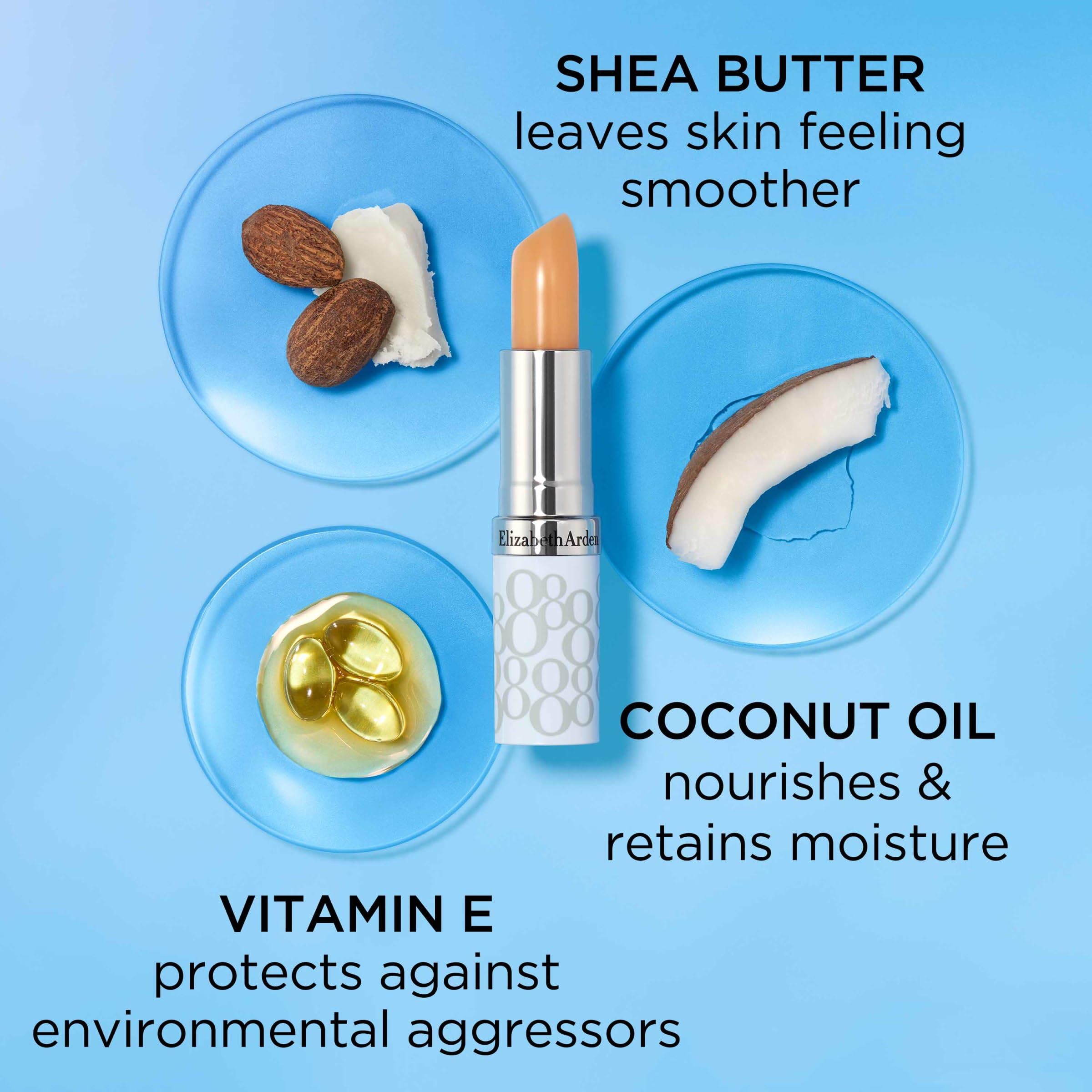 Elizabeth Arden Eight Hour Cream Lip Protectant Stick, SPF 15 Sunscreen Balm, Moisturizer for Dry, Cracked Lips with Shea Butter, Coconut Oil & Vitamin E, 0.13 oz