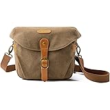 Camera Bag, BAGSMART SLR DSLR Canvas Camera Case, Vintage Padded Shoulder Bag with Rain Cover for Women and Men, Khaki