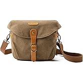 BAGSMART Camera Bag, SLR DSLR Canvas Crossbody Camera Case, Compact Camera Shoulder Bag with Rain Cover for Women and Men, Khaki