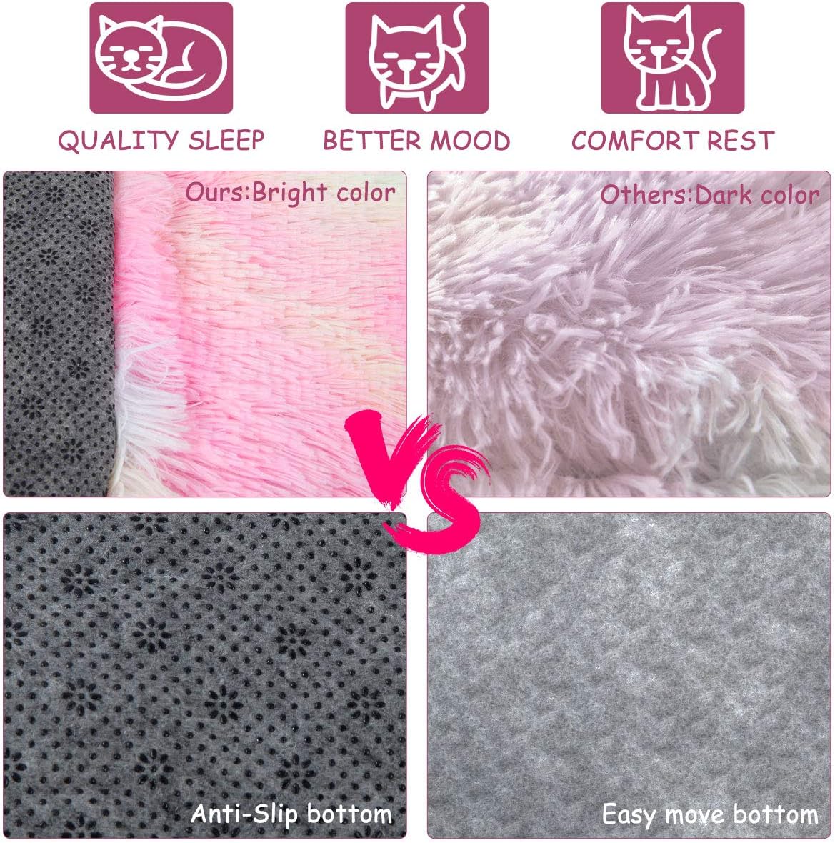 Chintu Cat Beds for Indoor Cats Machine Washable Cat Bed Mat Self-Warming 2-in-1 Pet Beds for Medium Small Dogs Plush Fluffy Dog Bed Faux Fur Cat Cushion Bed with Anti Slip Bottom : Pet Supplies