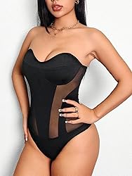 WDIRARA Women's Mesh Strapless Stretch Bandeau