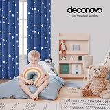Deconovo Stars Foil Printed Thermal Eyelet Blackout Curtains Blue 46x54 Inch 1 view 3