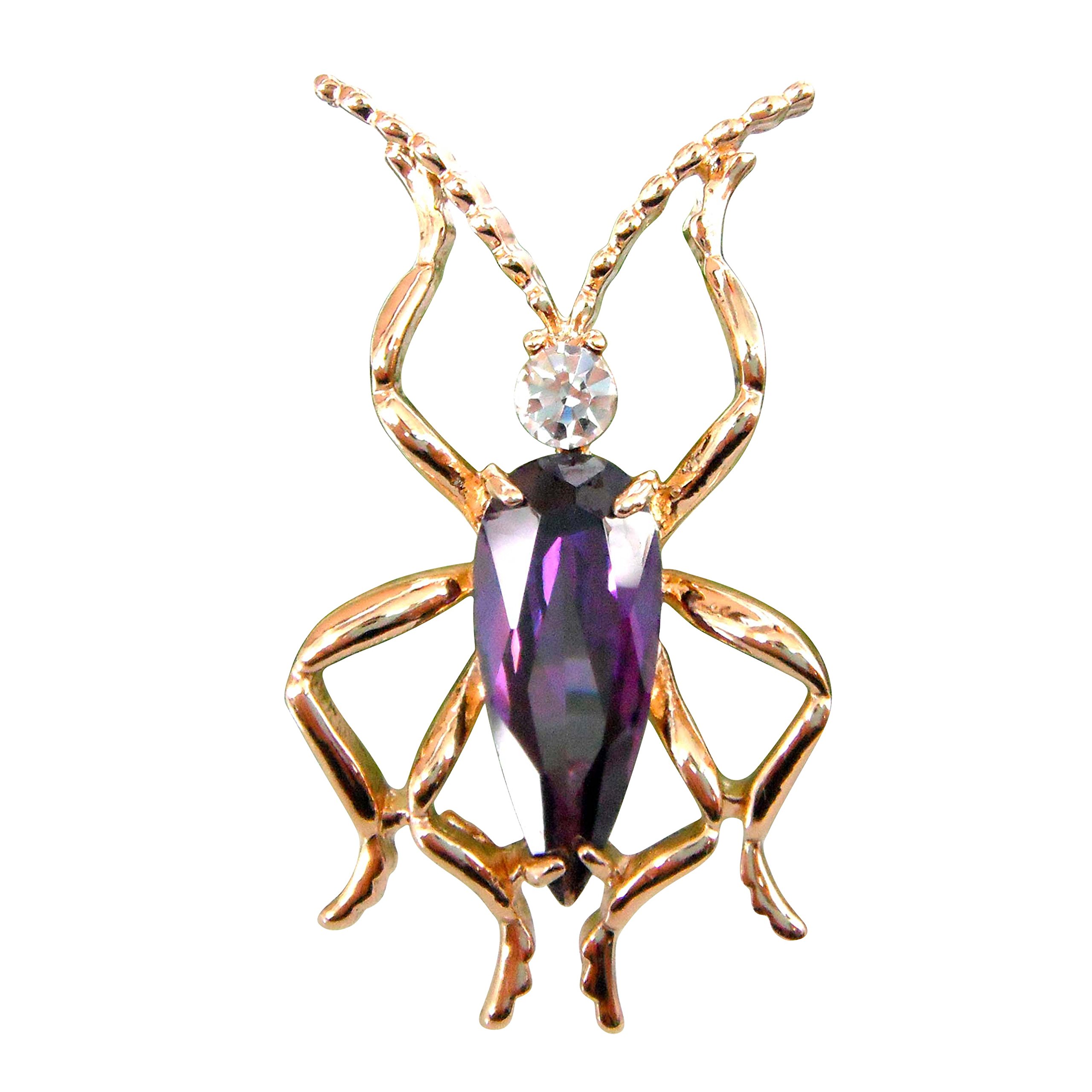 Navachi 18k Gold Plated Purple Zircon Cubic Zirconia Crystal Bug Az7741b Brooch Pins