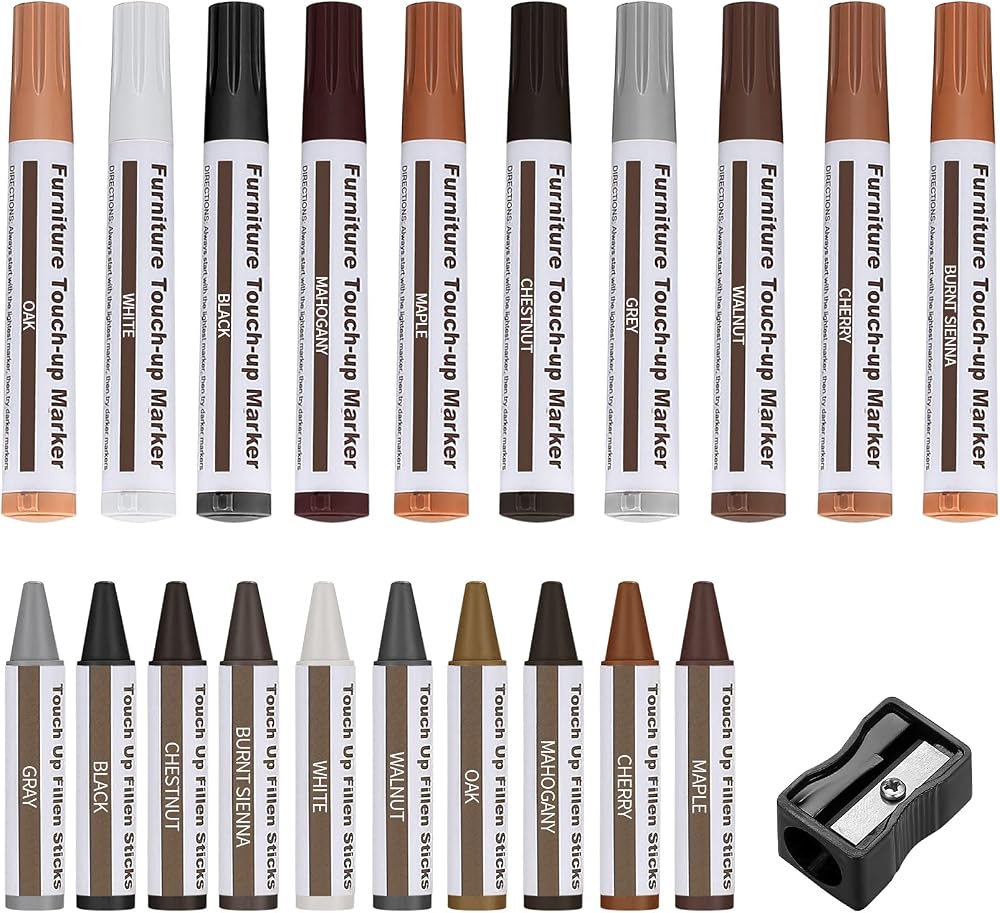 LJHOME 21Pcs Furniture Repair Kit Wood Filler Markers Wax Sticks Sharpeners