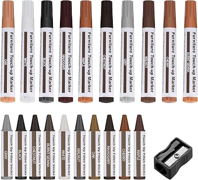 LJHOME 21Pcs Furniture Repair Kit Wood Filler Markers Wax Sticks Sharpeners