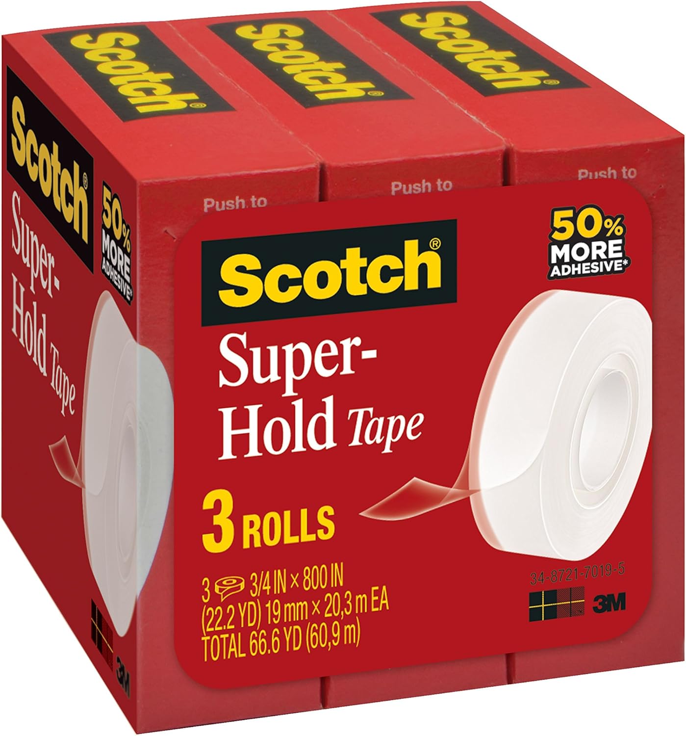 Scotch Super-Hold Tape, 3/4 in x 800 in, 3 Rolls, 1 in Core (700S3) : Office Products