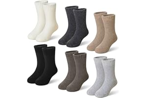 Eyean Kids Merino Wool Socks Boys Girls Thermal Winter Hiking Warm Thick Boot Cozy Toddler Crew Socks 6 Pairs