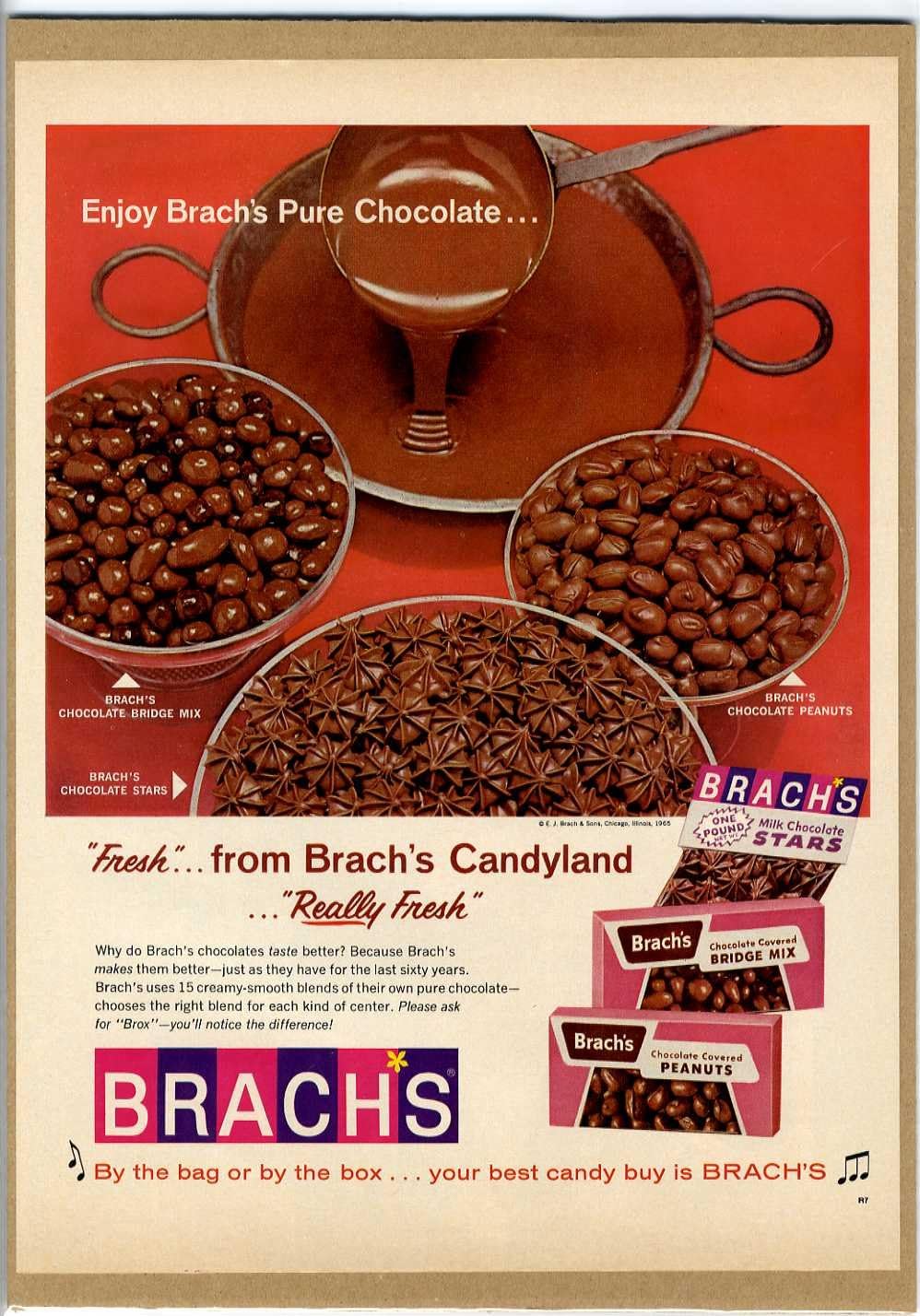 Amazon 1965年 Brach S チョコレート 1960年代 アメリカ雑誌広告 インテリアポスターに 食品広告 ホーム キッチン 通販