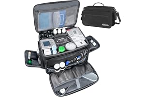 Mancro Medical Bag, Medical Equipment Bag Empty with Adjustable Divider, Nonslip Bottom, Removable Shoulder Strap, Water-Resistant Home Health Nurse Bag for Medical Student, Therapist, Black