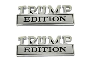 ZCLZZRS 2 Pack Trump Edition Emblems,Trump Car Decal 3D Raised Metals Letters Bumper Funny Sticker,for All Kinds of Cars,Motorcycle,Truck,RV,SUV,Body,Door Decor (Trump, Silver Black)