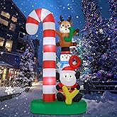 Christmas Inflatables Outdoor Decoration 8 FT Santa Claus Joy Reindeer Snowman Candy Cane Inflatable with LED Light Christmas Blow Up for Lawn Garden Holiday Party Yard Xmas Decor