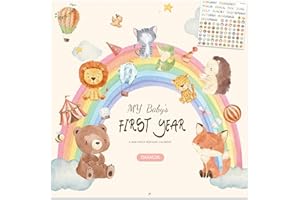 Bright Day Baby's First Year Calendar, Memory Book with Milestone Stickers and Storage Pocket, Baby Keepsake Tracker - 1st Ye