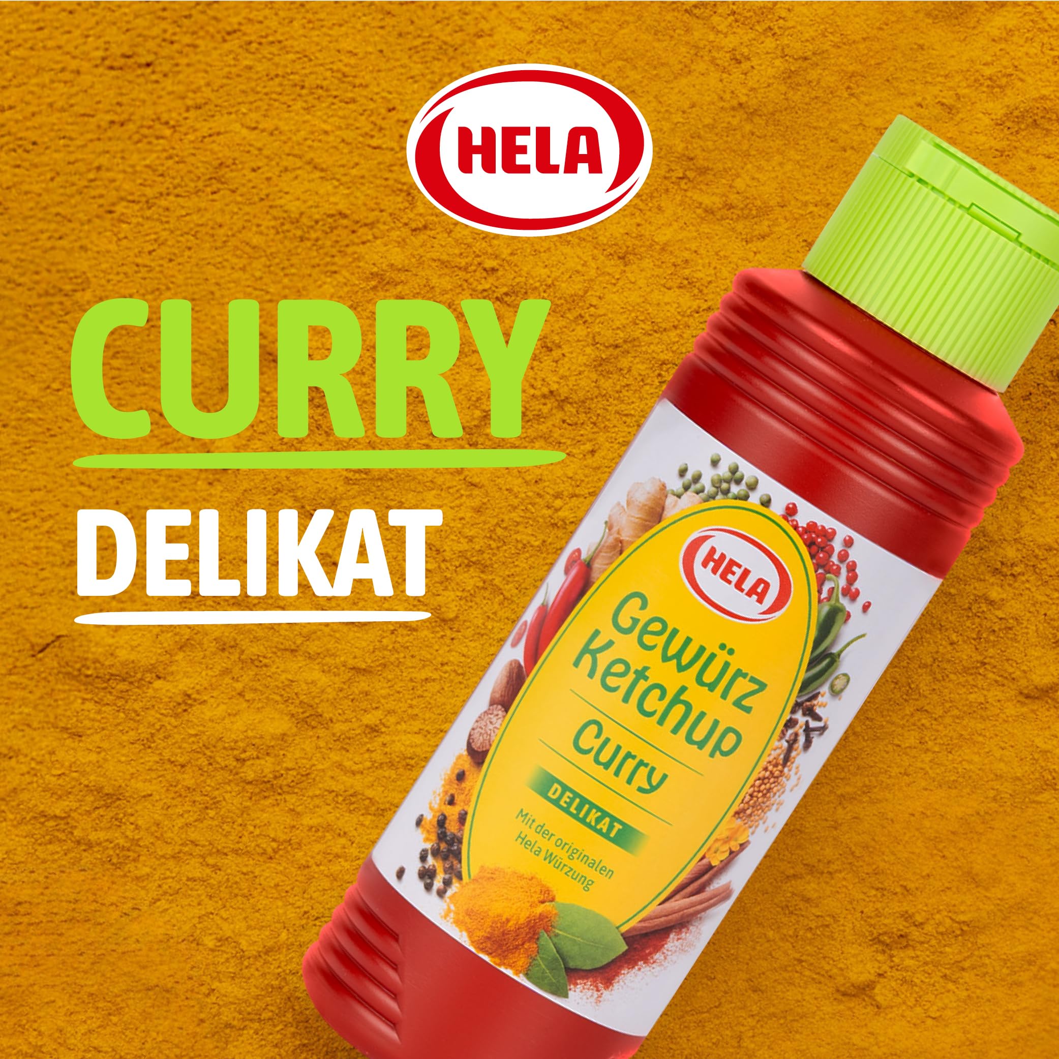 HELA - Gewürz Ketchup Curry delikat 300 ml - veganer Curry Ketchup - lieblich-würziger Ketchup mit Currygeschmack, glutenfrei, laktosefrei, ohne Konservierungsstoffe - für Pommes, Grillgut & Gemüse 2
