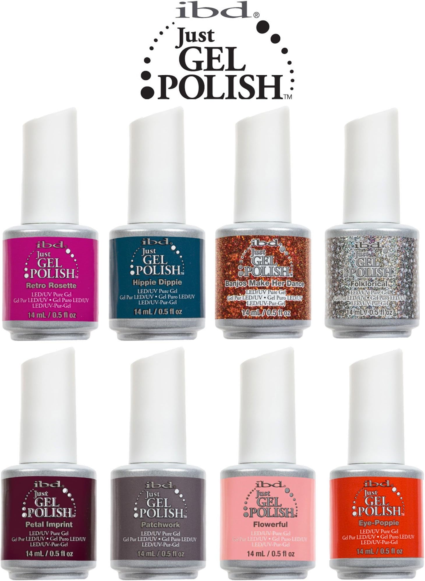 8 Piece IBD Just Gel Polish Soak Off LED UV Salon Spa Floral Metric Collection by IBD