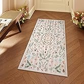 Lahome Boho 2x4 Beige Bathroom Runner Rugs Non Slip Washable, Insect Botanical Runners for Hallways Soft Kitchen Carpet Runner, Indoor Runners for Entryway Laundry Bedroom(Beige,2x4)
