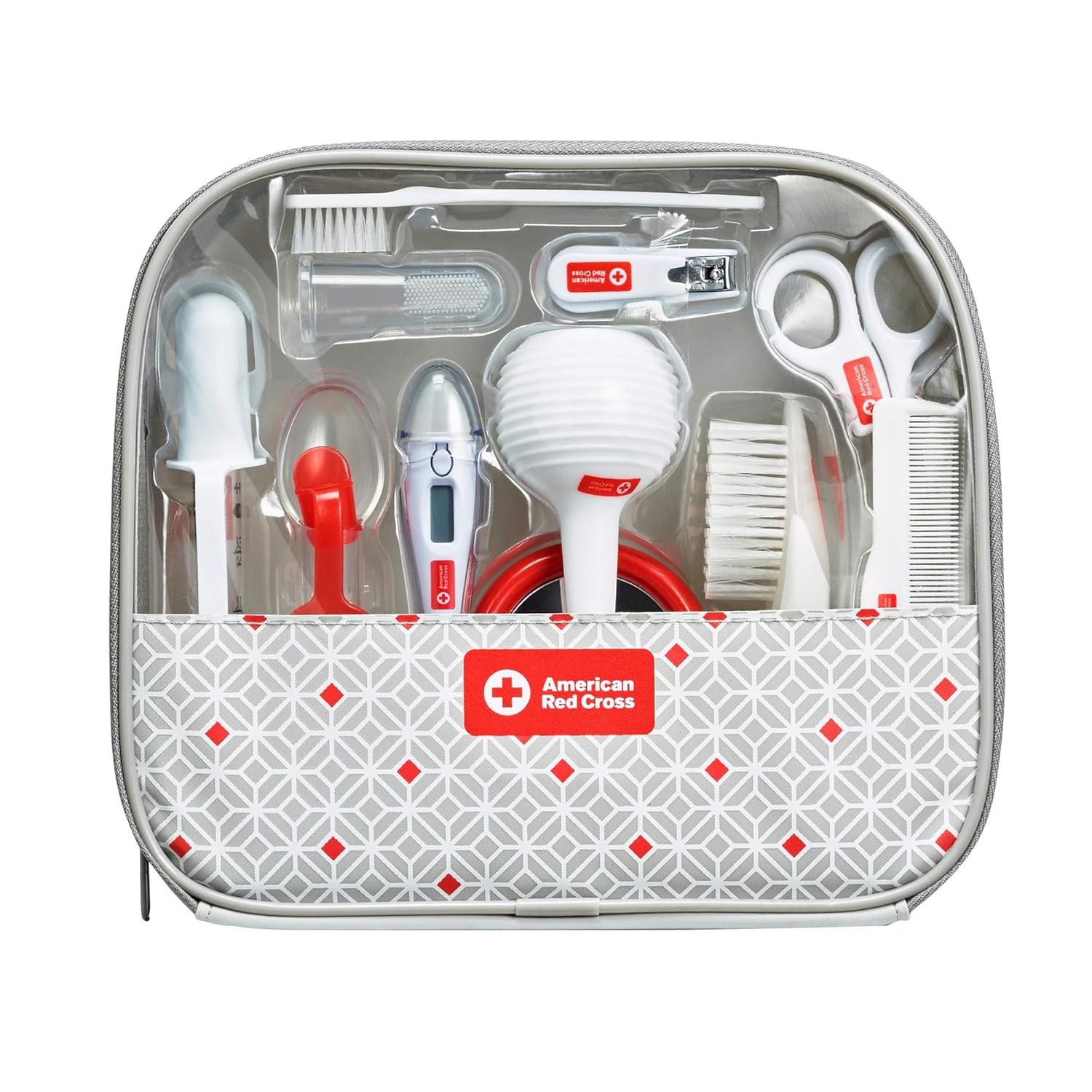 American Red Cross Deluxe Health and Grooming Kit| Infant and Baby Grooming | Infant and Baby Health | Thermometer, Medicine Dispenser, Comb, Brush, Nail Clippers and More with Convenient Tote : Baby Health And Personal Care Kits : Baby