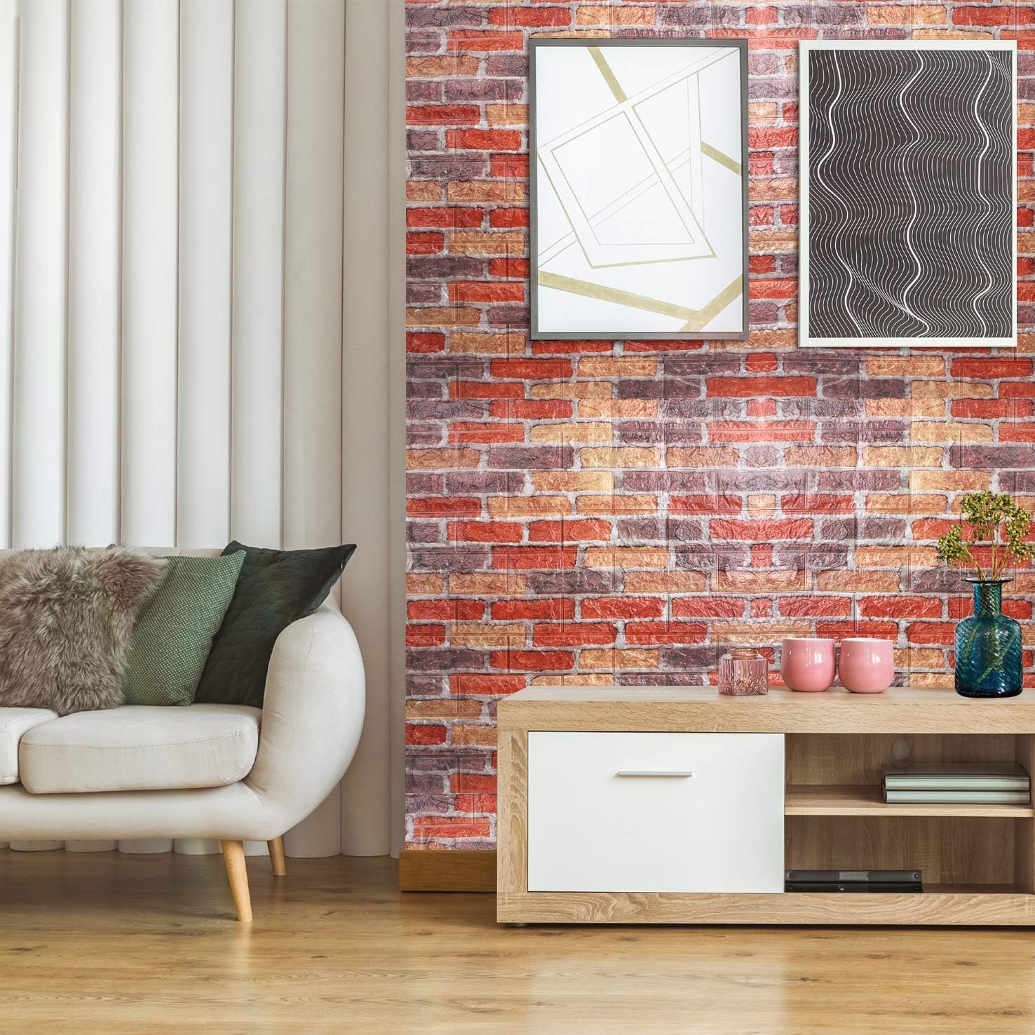 Amazon Rain Queen クッションシート レンガ調 壁紙シール 防音シート 防水 壁紙 断熱 クッションブリック 部屋 壁 貼る のり付き おしゃれ 北欧 3d 立体 リビング 寝室 キッチン 洗面所 トイレ 発泡スチロール クッションシート10枚セット Diy 工具 ガーデン