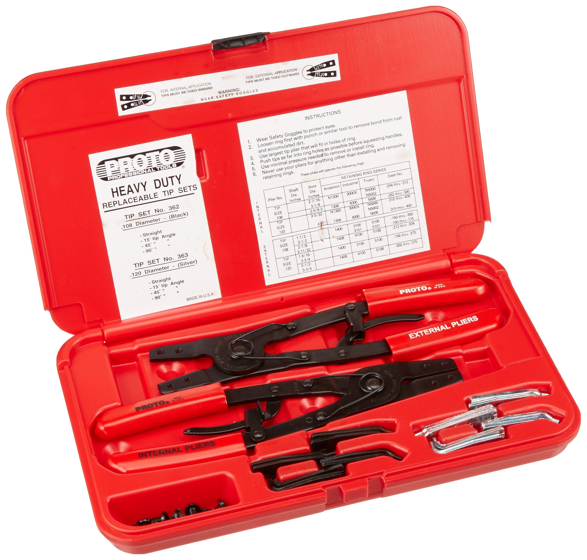 Stanley Proto J361 Proto Pliers Set with Replaceable Tips, Large, 18