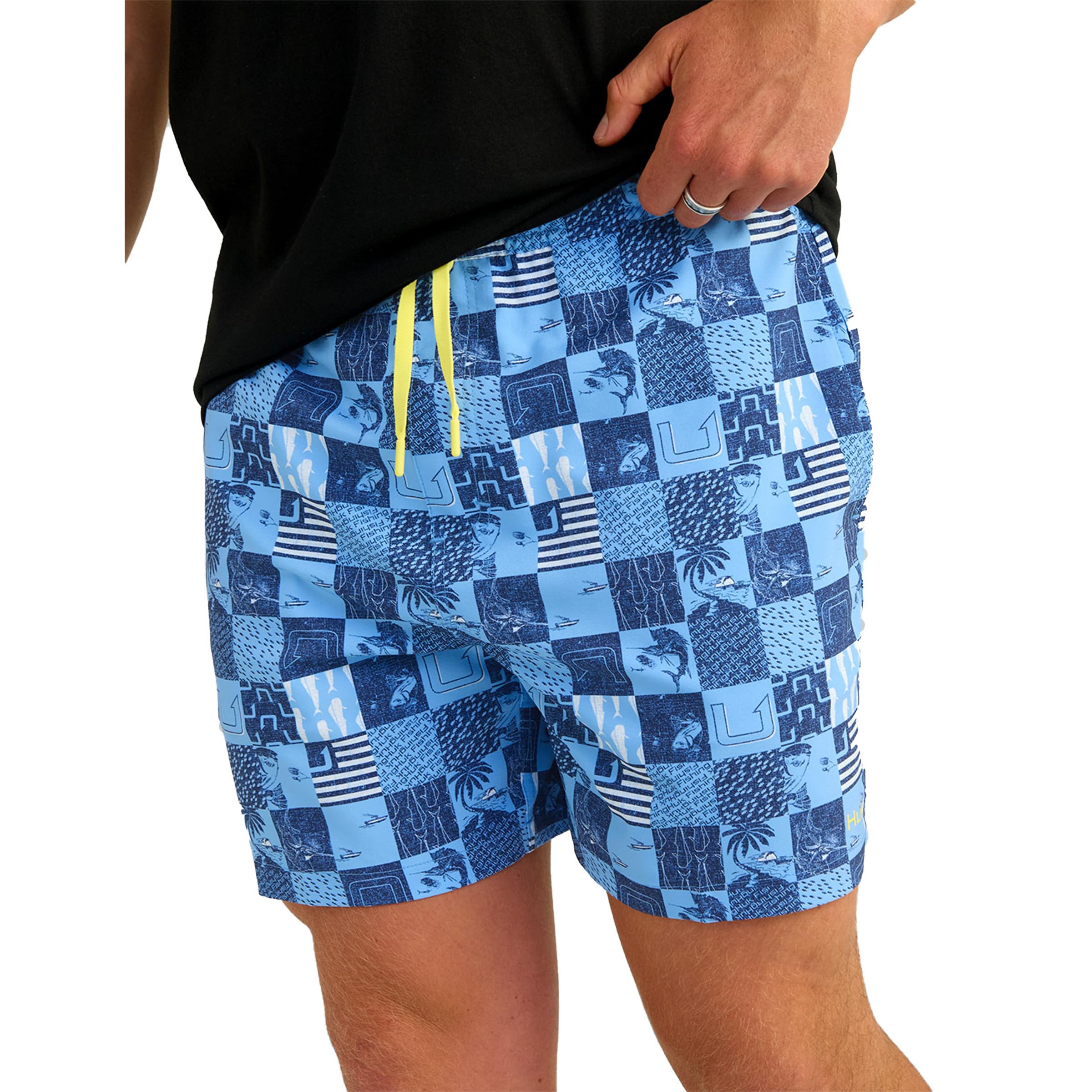 HUK – Mens Pursuit Volley Pattern Short, Quick-Dry Shorts for Men, Marolina Blue, Small