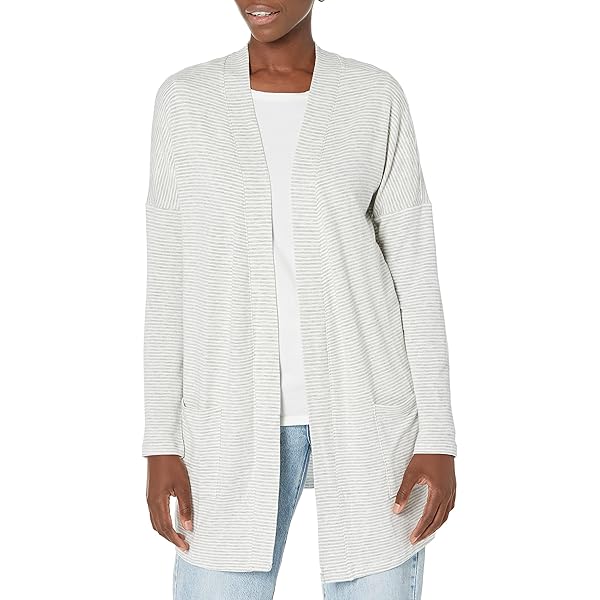 Splendid Women's Octavia Open Cardigan, Fawn Block Stripe at