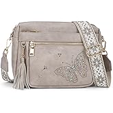 KITEVIUN Crossbody Bags for Women Trendy Leather Crossbody Purse Shoulder Handbags Butterfly Design